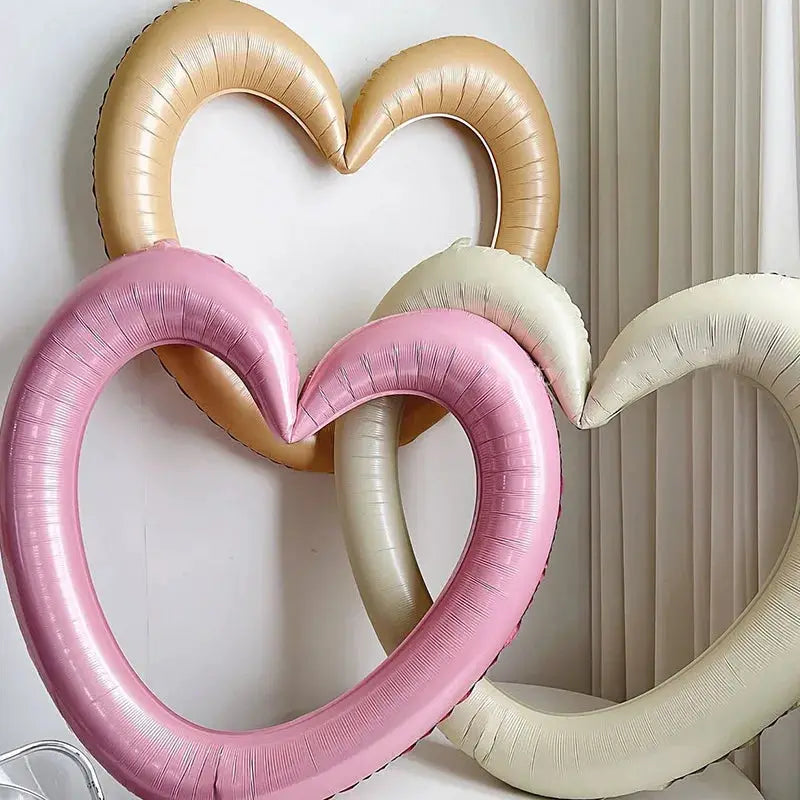 Happy Birthday Heart Photo Frame Balloon With Bowknot Stickers Photo Props For Party And Wedding Decoration