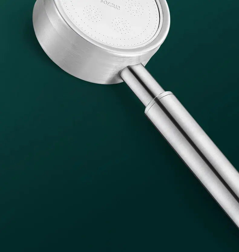 SUS 304 stainless steel handheld shower head with a brushed silver finish