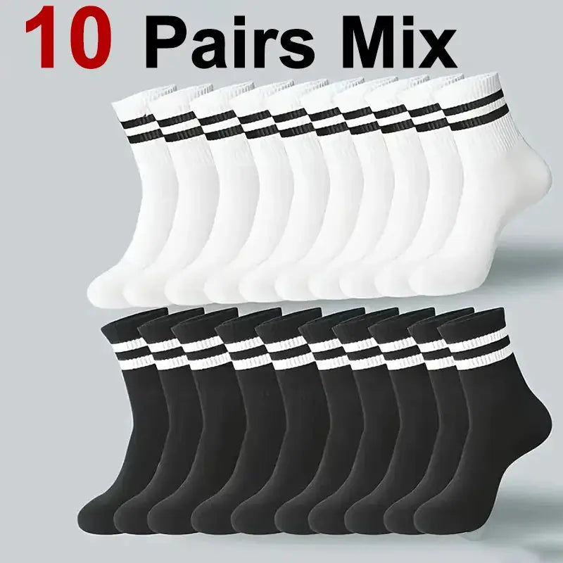 Neutral Solid Color Crew Socks Pack 5 10 20 Pairs Breathable Sweat Absorbing All Season Polyester Elastane Blend