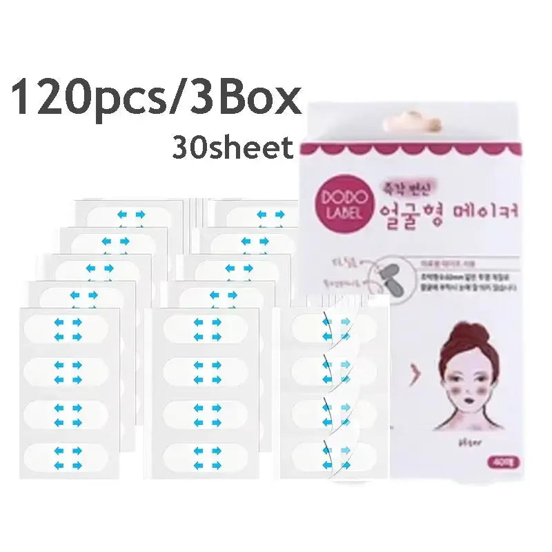 Simples Market V Lift face tape patches, 120pcs (3 boxes), white breathable adhesive stickers with blue arrows