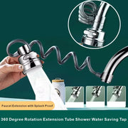 Simples Market faucet extension with 360-degree rotation and chrome flexible hose