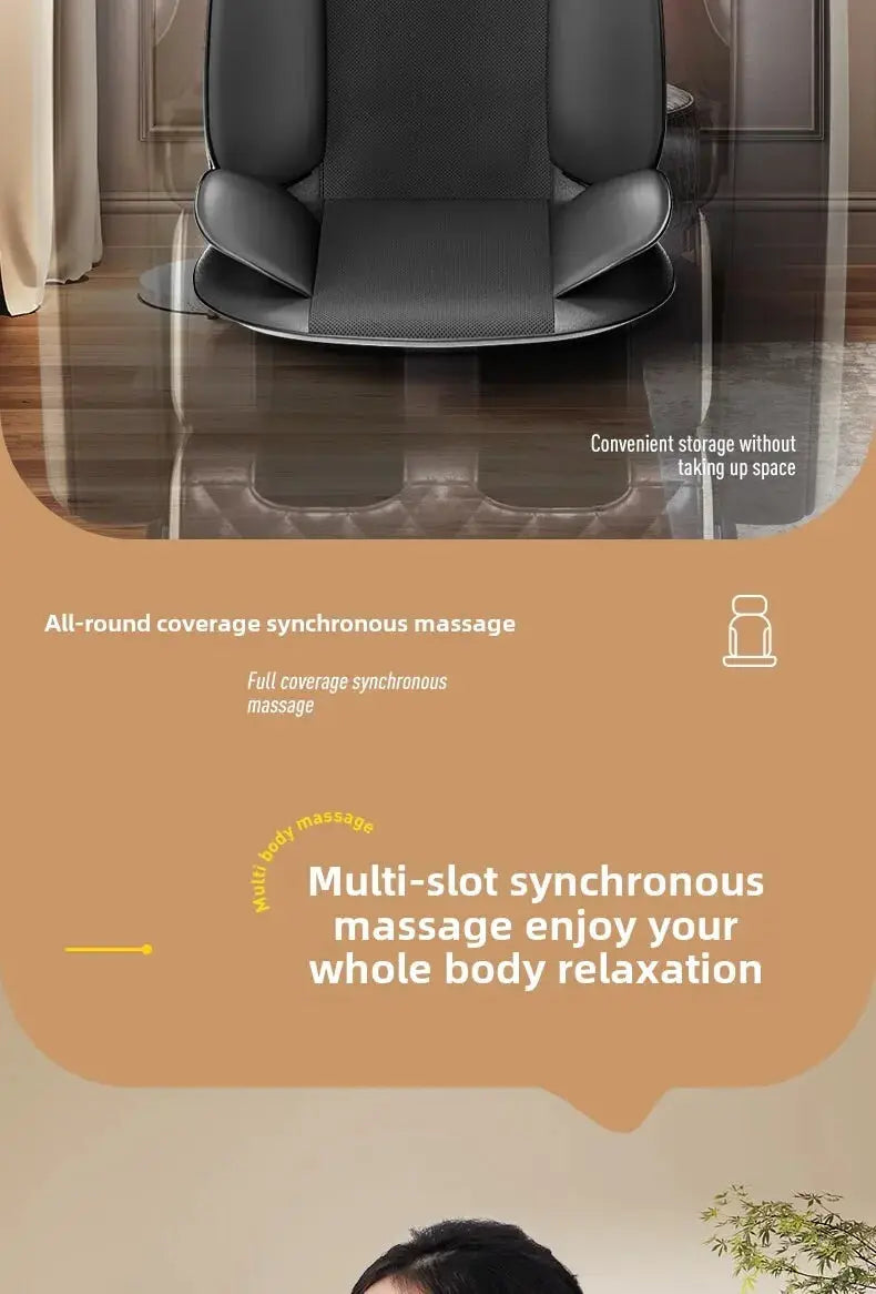 Simples Market full-body massage chair cushion in black/gray with kneading shiatsu and vibration