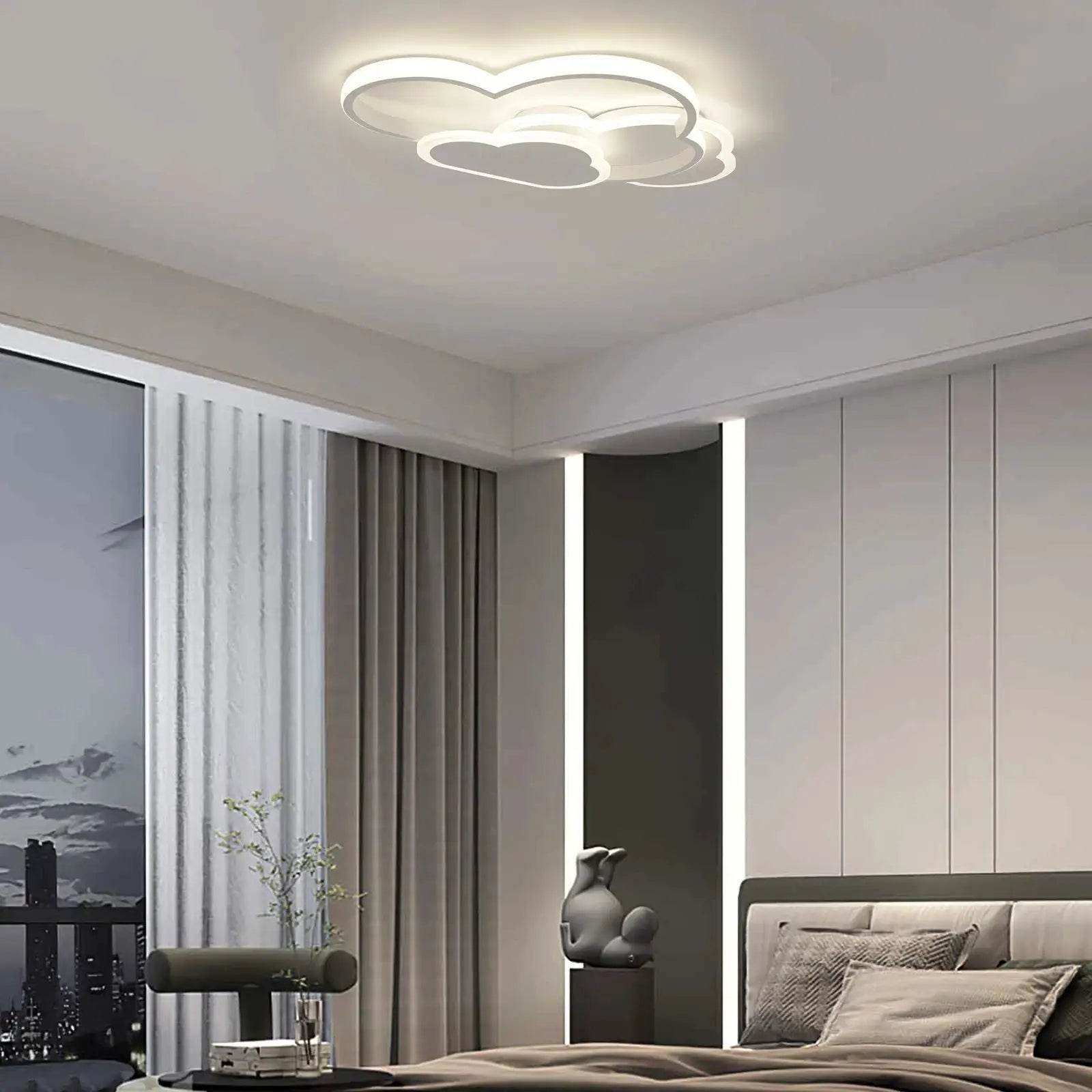 Cloud LED Ceiling Lamp by Simples Market; 22-inch white cloud-ring modern minimalist ceiling light.