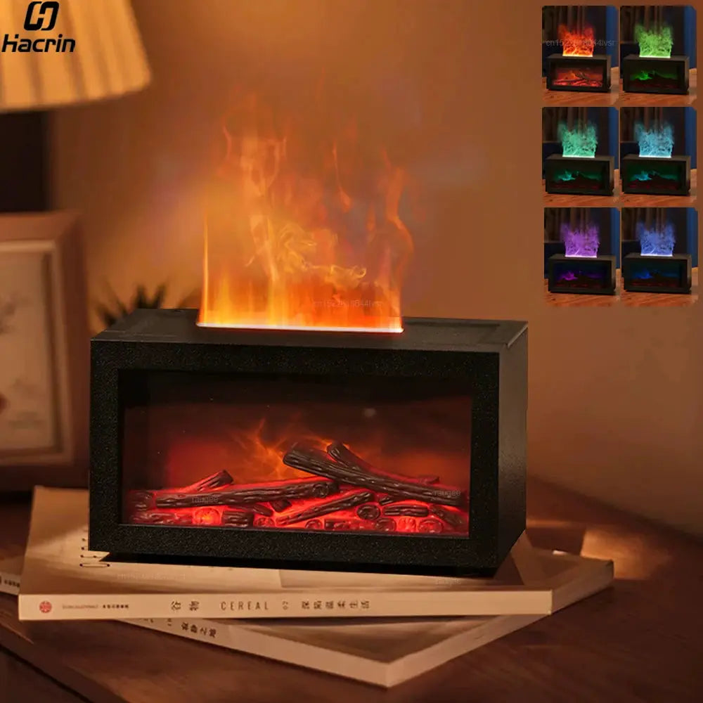 Fireplace Humidifier Aroma Flame Diffuser For Home Room With Essential Oil Aromatherapy