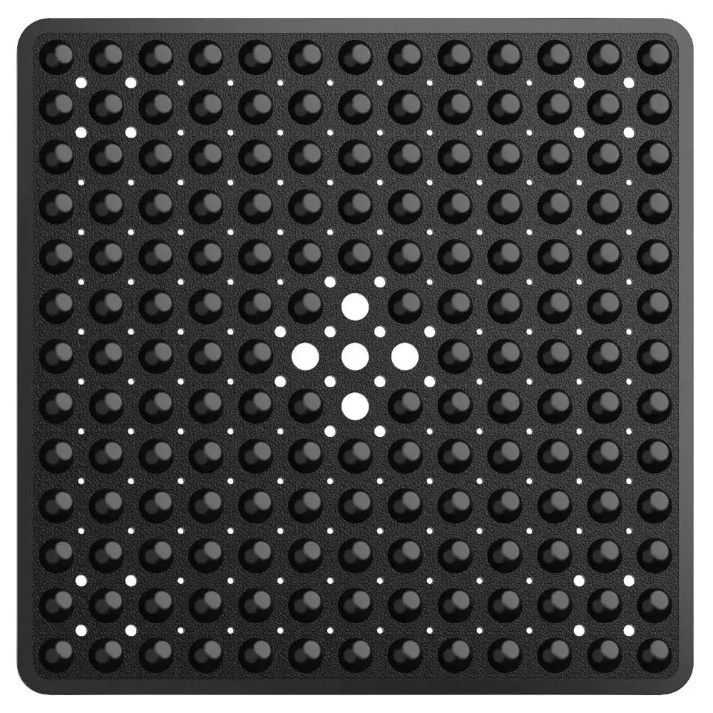 Shower mat black PVC square with suction cups for anti-slip bath safety