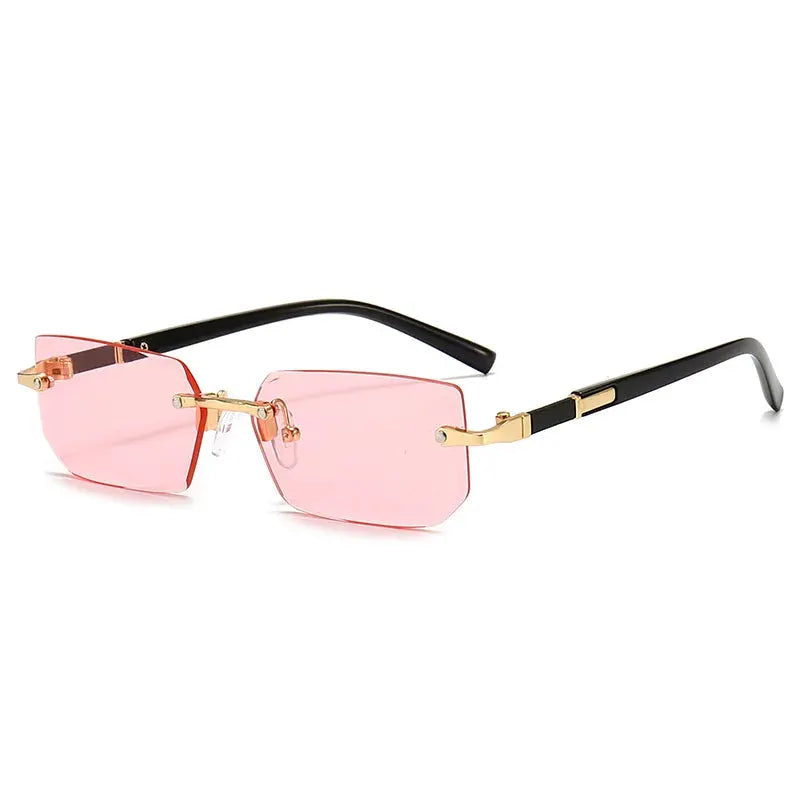 NovaVista Rimless Rectangle Sunglasses Unisex Lightweight Small Square Shades With Mirror Lenses For Summer Travel