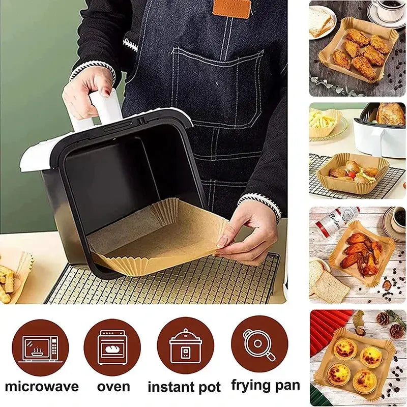 Nonstick Air Fryer Parchment Paper Liners Disposable Baking Papers For Air Fryer And Microwave Oven