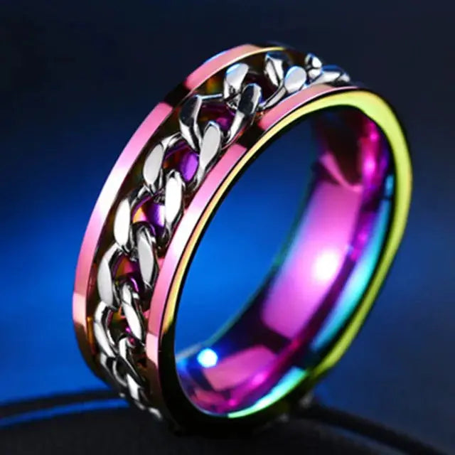 Stainless Steel Rotating Chain Ring for Men and Women High Quality Spinner Punk Jewelry for Parties Gift
