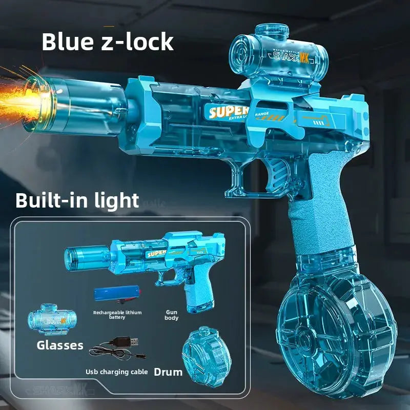 Electric Water Gun For Adults And Teens Automatic Water Suction Blaster With Flashing Lights For Summer Beach Parties