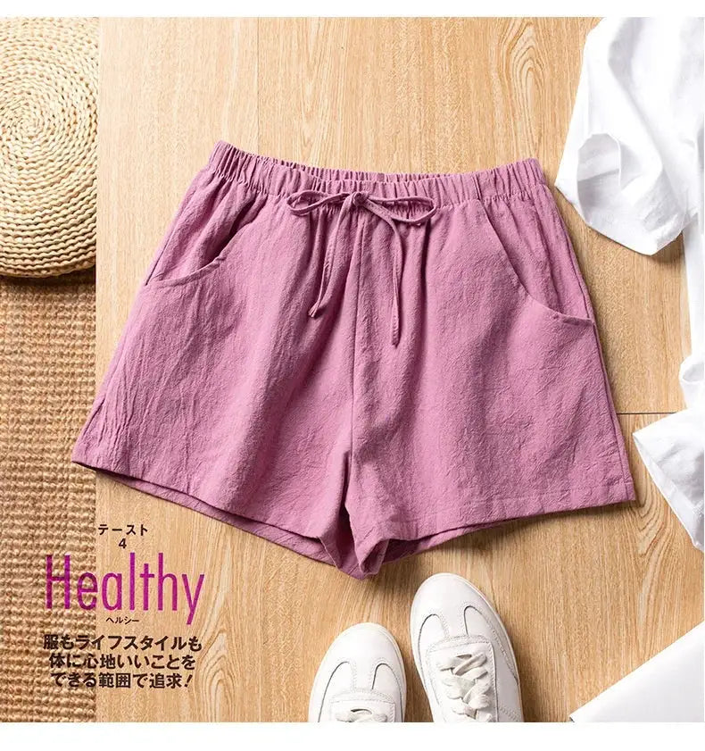 ITOOLIN casual linen shorts for women, high-waisted pinkish-purple gym shorts by Simples Market