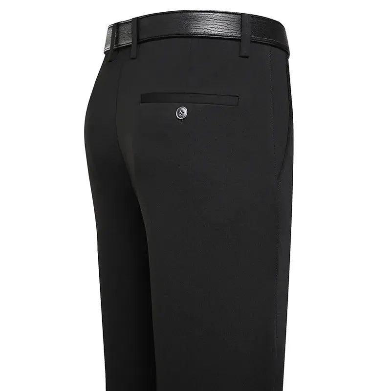 Mens Suit Pants Business Casual Trousers Formal Dress Straight Leg Fit Elastic Waist Black Navy