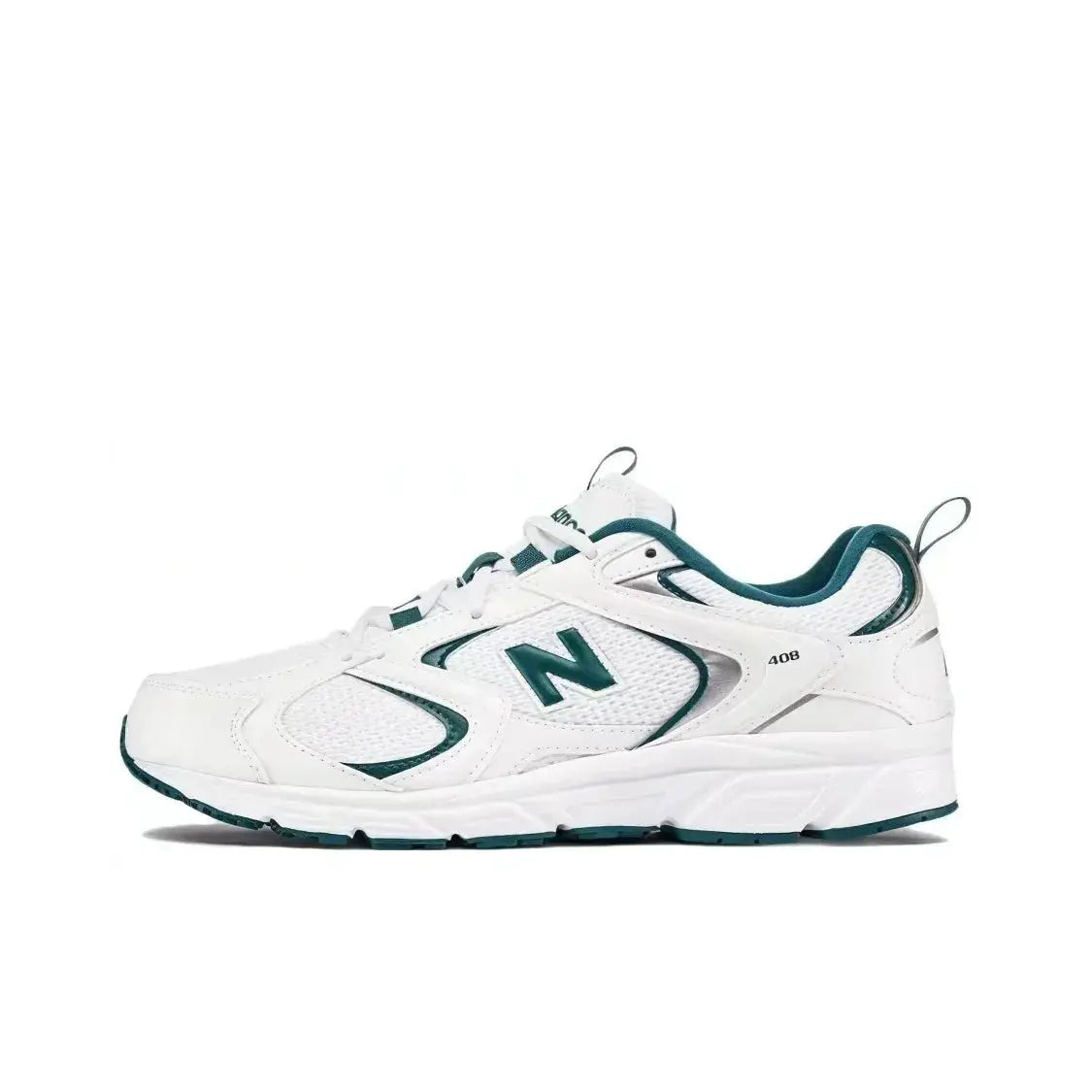 New Classic 408 unisex low-top running sneakers by Simples Market, white with teal accents