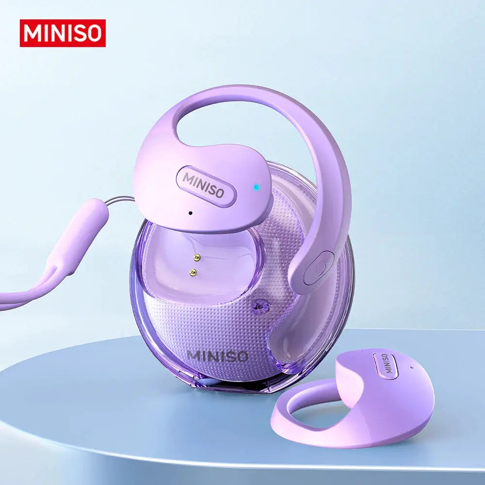 MINISO X15Pro lilac translator headset (2-piece set) with charging case; 5.4 Bluetooth wireless earphones for travel
