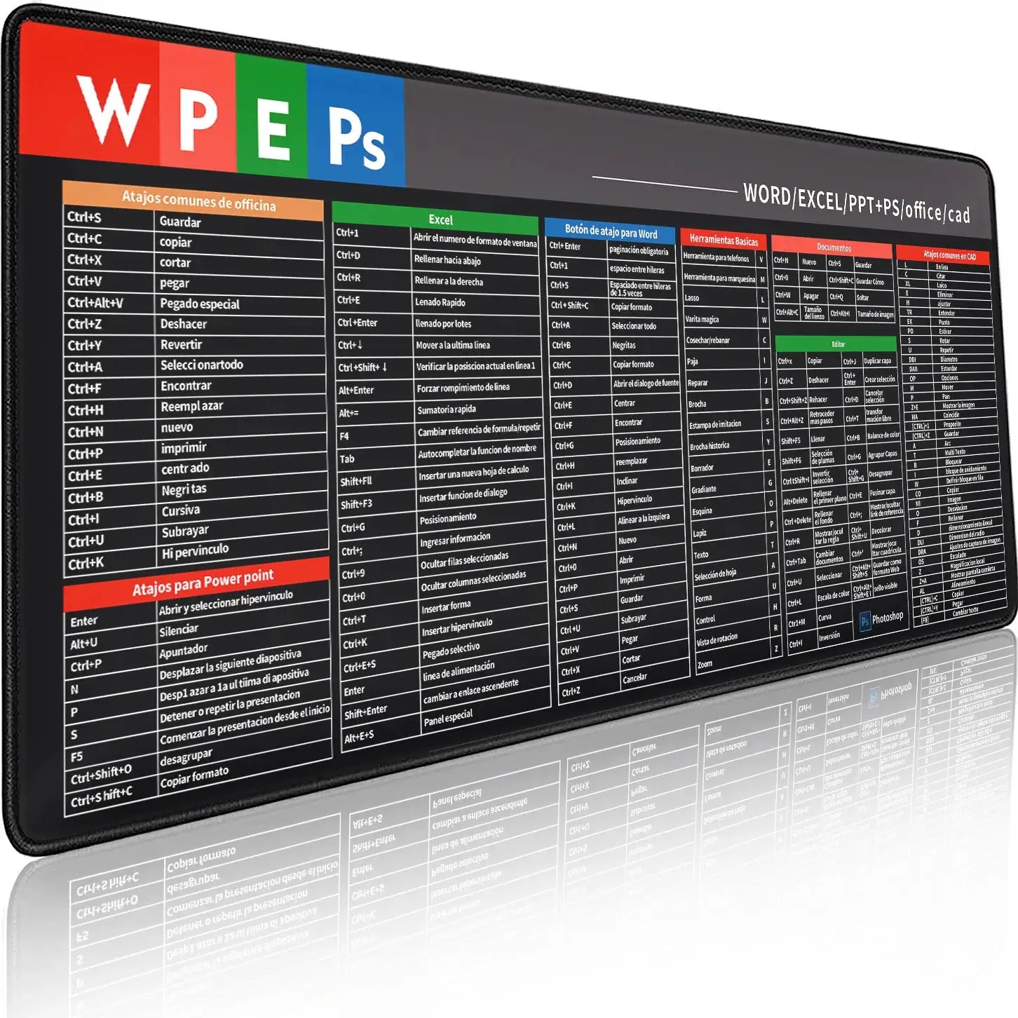 Spanish Excel Word Windows PPT Cheat Sheet Keyboard Mouse Pad For Office Workers And Students Office Desk Mat