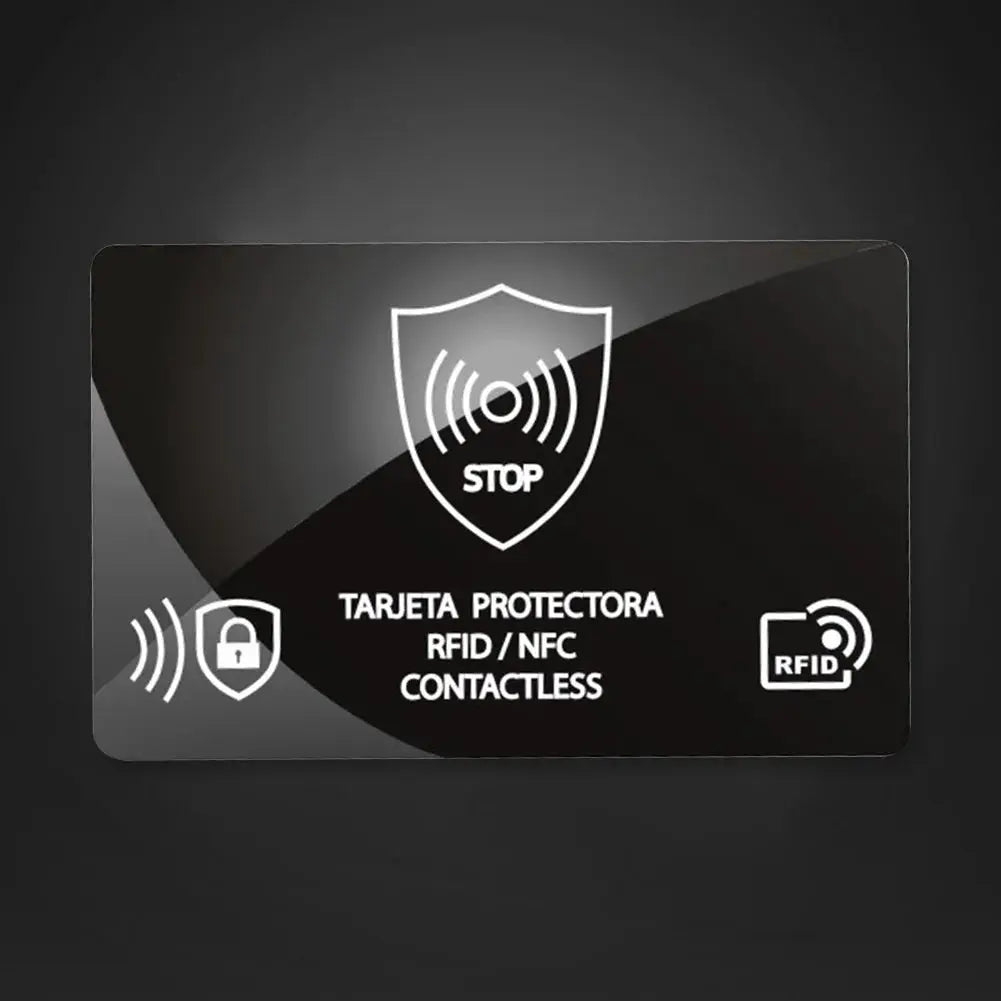 Ultra-thin black RFID blocking card for debit and credit cards with NFC protection