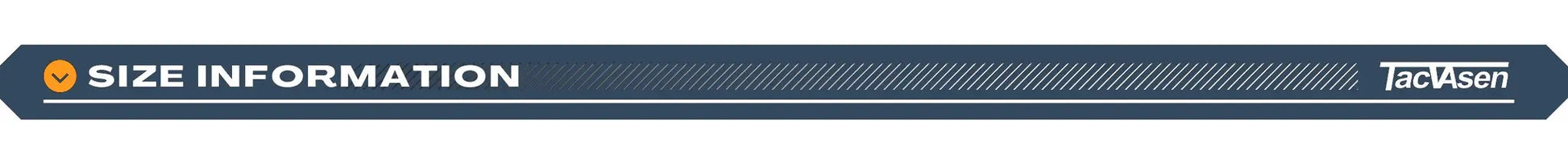 Size information banner with TacVasen logo on dark blue background