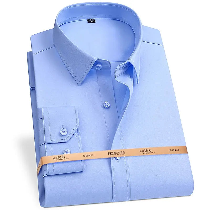 Simples Market men's bamboo fiber long sleeve shirt, light blue, sizes 5XL–8XL