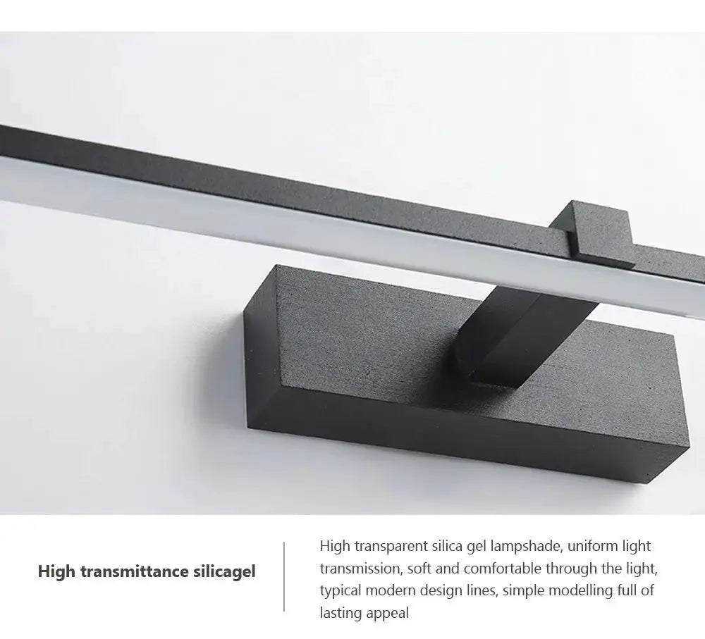 Simples Market waterproof LED wall lamp for bathroom; black rectangular base with a slim white LED light bar
