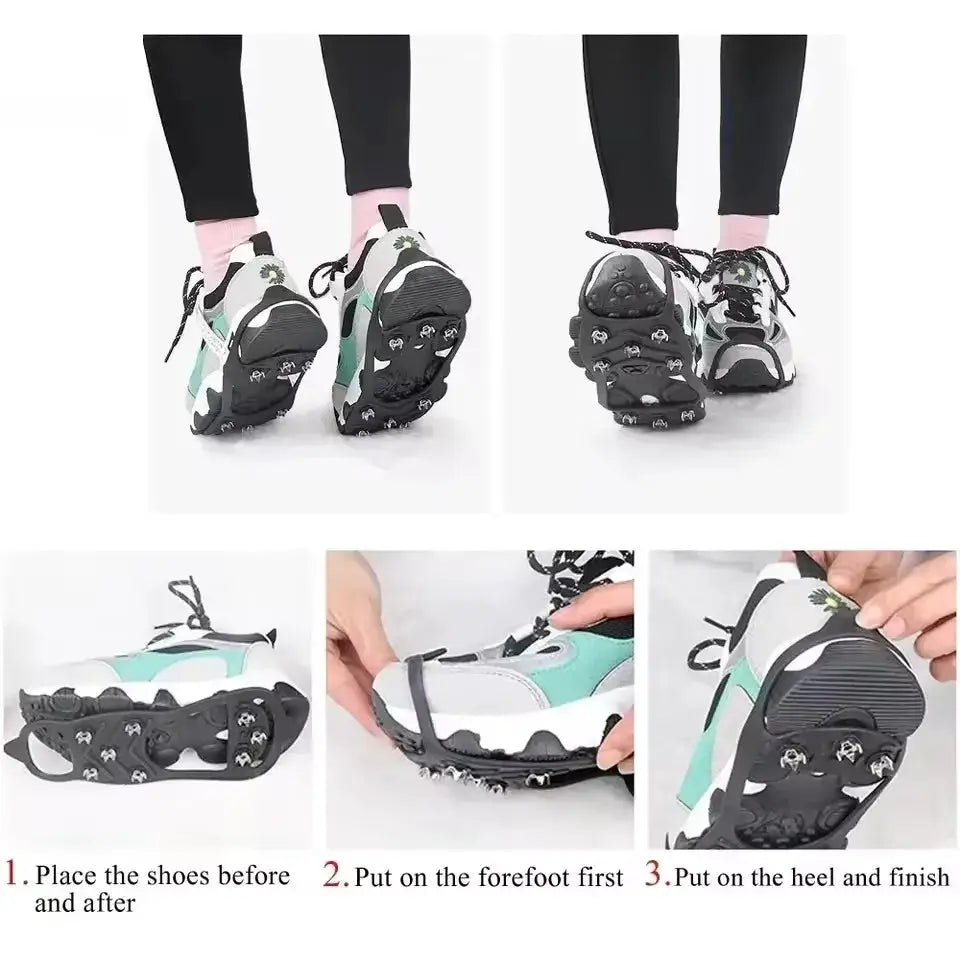 8 Teeth Ice Gripper Spike Shoes For Winter Hiking And Snow Climbing Anti Slip Crampons