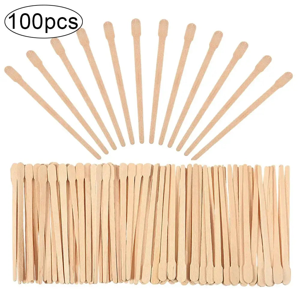 100 Pcs Wooden Disposable Depilation Spatulas For Waxing Hair Removal Sticks For Face And Eyebrows Beauty Tool
