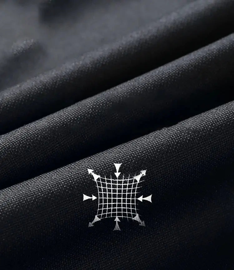 Men's black joggers featuring 4-way stretch fabric icon