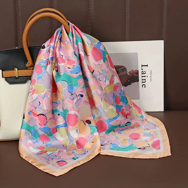 Luxe Silk Satin Square Scarf Silk Feel Finish Versatile Fashion Wrap For Shawl Hijab Neckerchief Hair Ribbon Headband