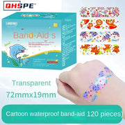 Cartoon Bandages For Kids 120 Pcs Breathable Transparent Waterproof Bandages Hemostatic Patch