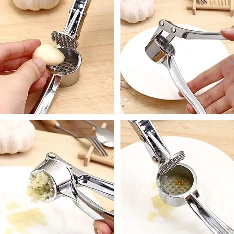 ChefMate Garlic Press and Ginger Extruder Ergonomic Manual Crusher Stainless Steel Kitchen Tool