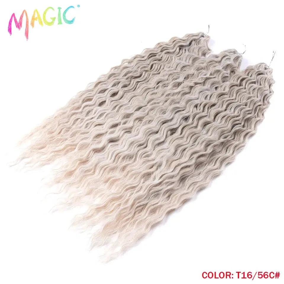 Magic Ariel Curl Water Wave Crochet Hair extensions, ombré blonde, 22-inch synthetic braiding