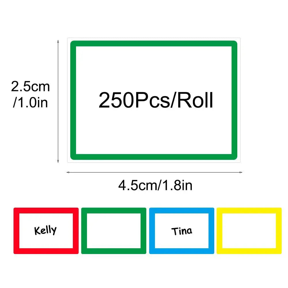 250 Pcs Per Roll Name Storage Labels 4 Designs DIY Decor Labels 1.0 X 1.8 In Perfect For Office Home Kitchen Storage