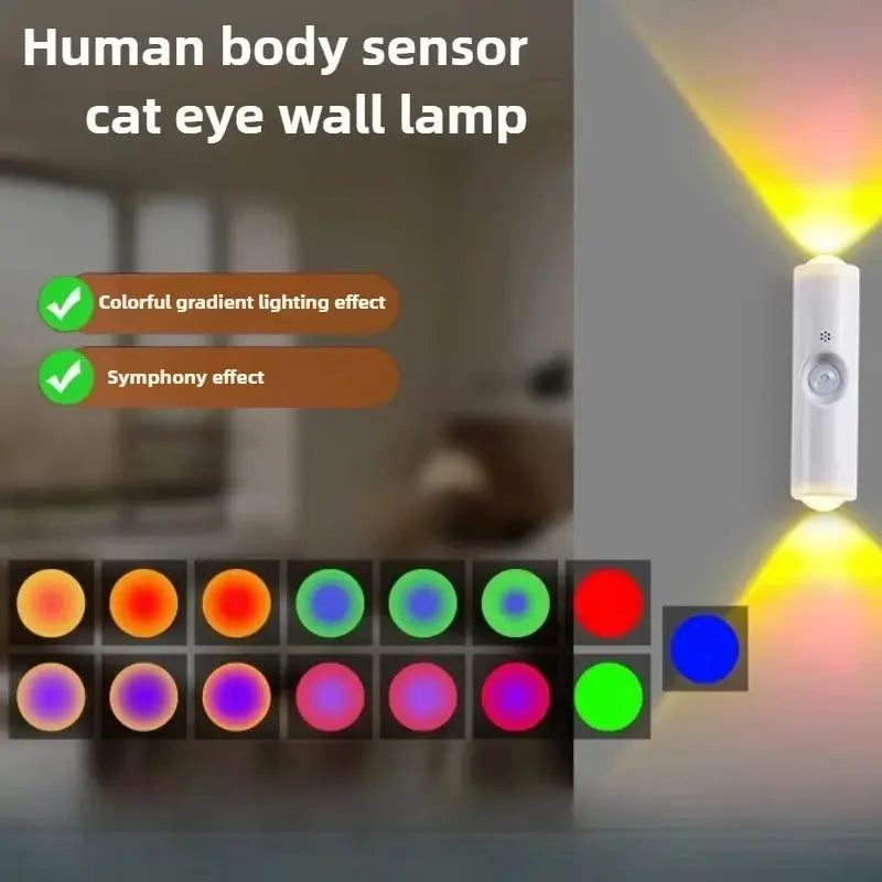 Smart RGB Gradient Night Light Magnetic Motion Sensor Rechargeable Wall Lamp Bedroom Bathroom Closet Garden Home Decor