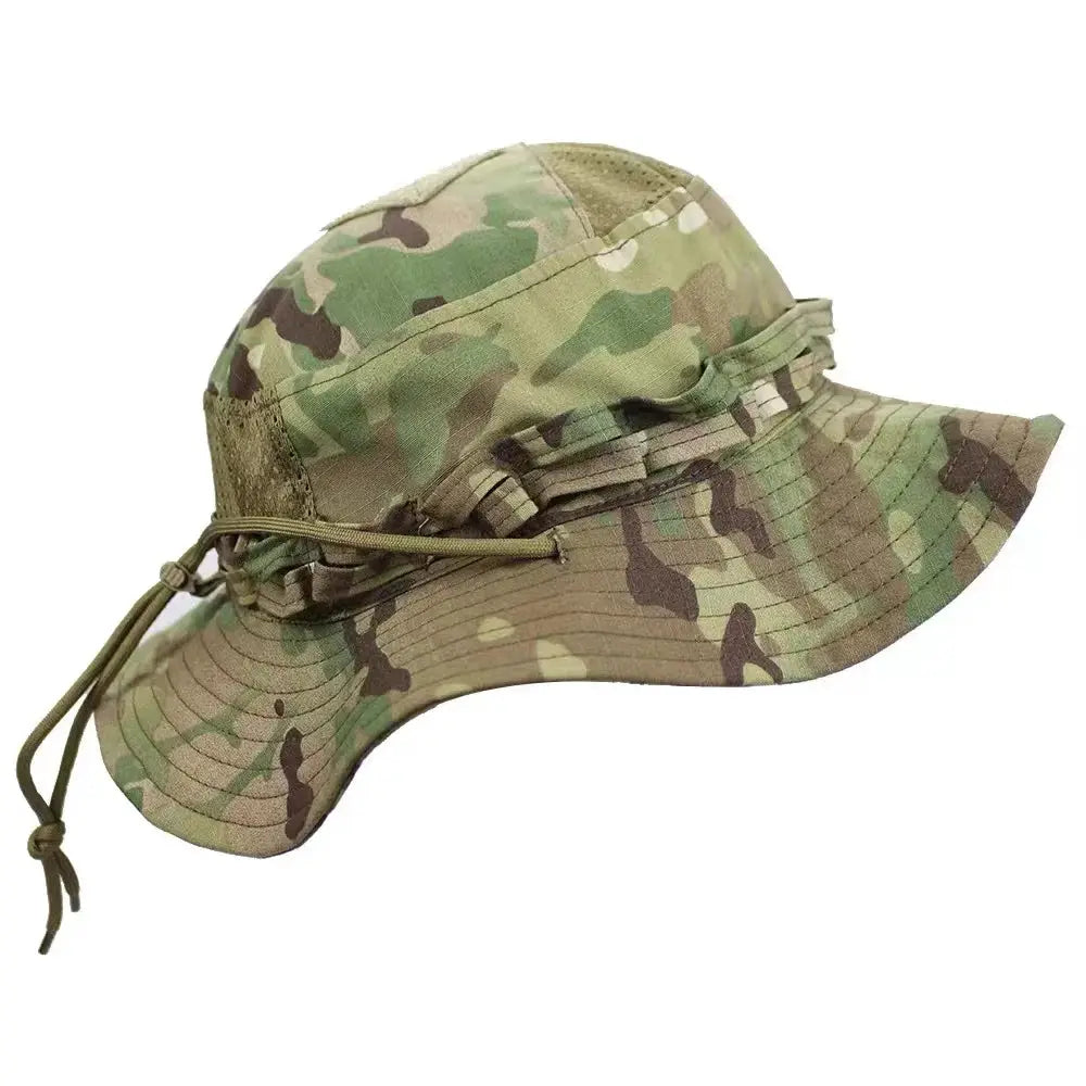 2025 Camo Tactical Enthusiasts Square Pocket Bonnie Cap Outdoor Bucket Hat Multicam For Fishing Hiking Sun Protection