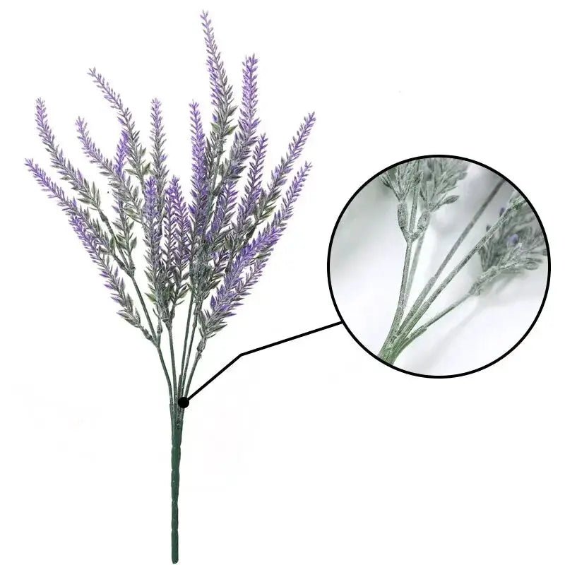Five Piece Artificial Lavender Flowers Set For Wedding Decor Provence Nordic Style Indoor Home Vase Accent - Simples Market