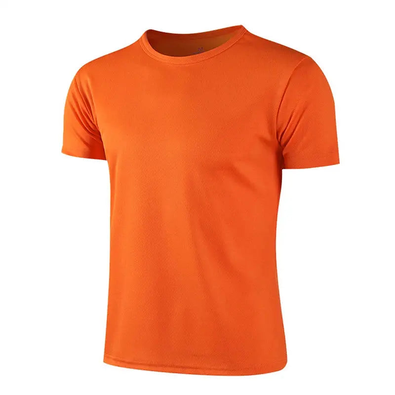 Men's orange quick-dry athletic T-shirt by Simples Market, short-sleeve running top