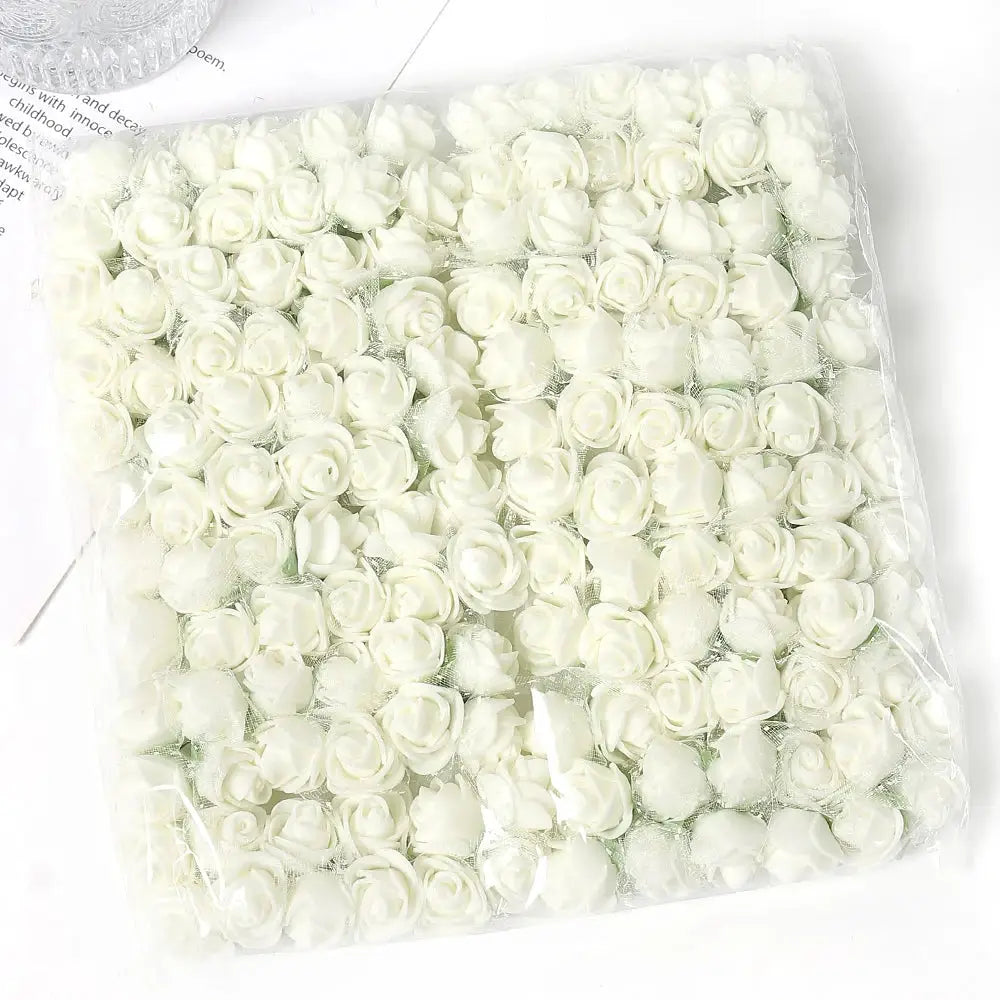 96 Pcs Mini Rose Artificial Flowers Bouquet 7.5cm Foam Fake Flowers Wedding Decoration For Home Room Decor