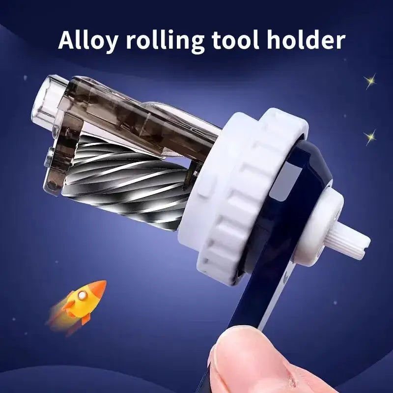 Astronaut cartoon pencil sharpener by Simples Market, hand-crank school sharpener with white and blue plastic body