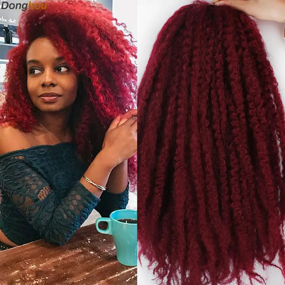 Marley Hair 18in synthetic braiding hair in burgundy ombre for Afro kinky twists