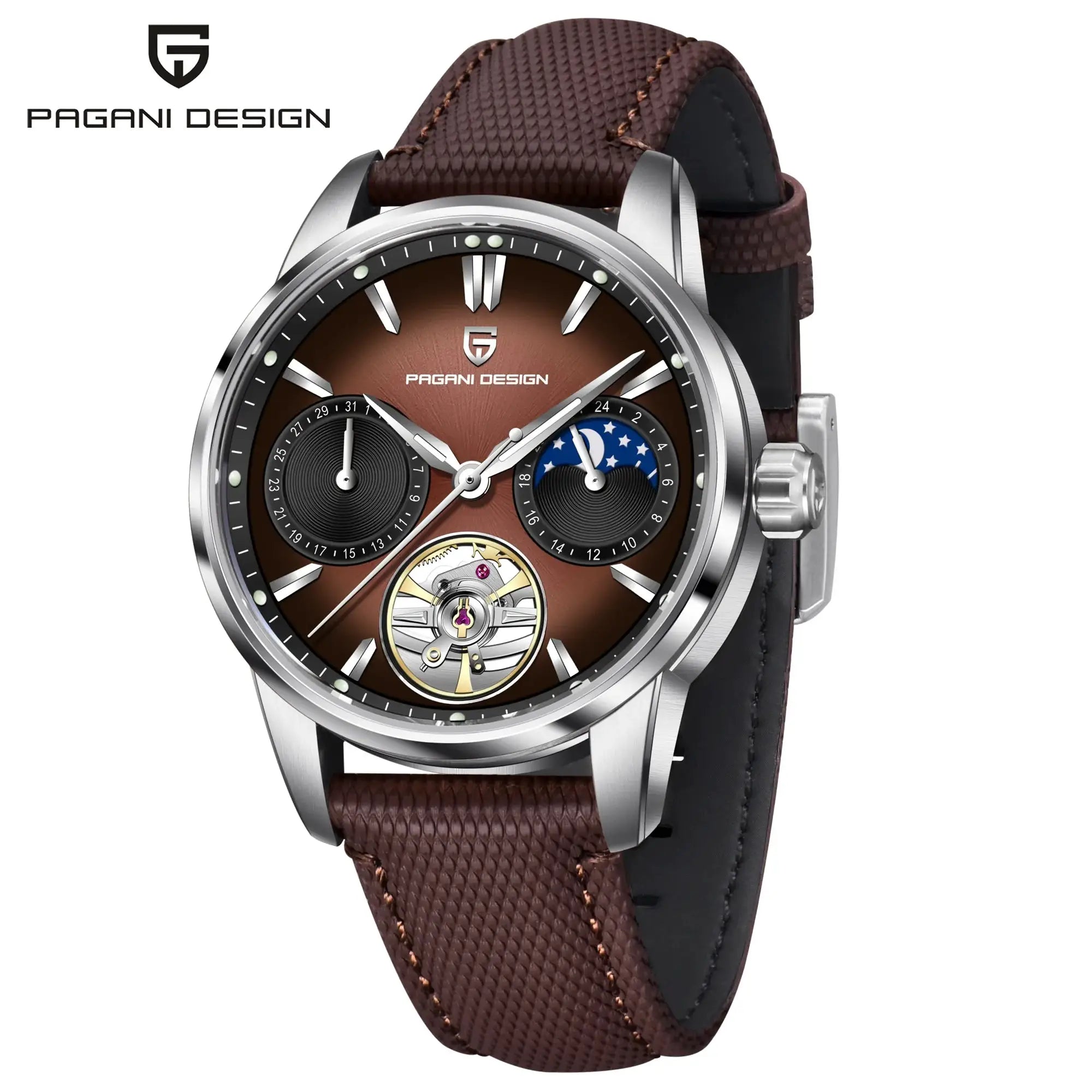 Pagani Design 2026 Mens Mechanical Watch E3255Y 41mm Sapphire Crystal Stainless Steel Calendar Waterproof Reloj Hombre