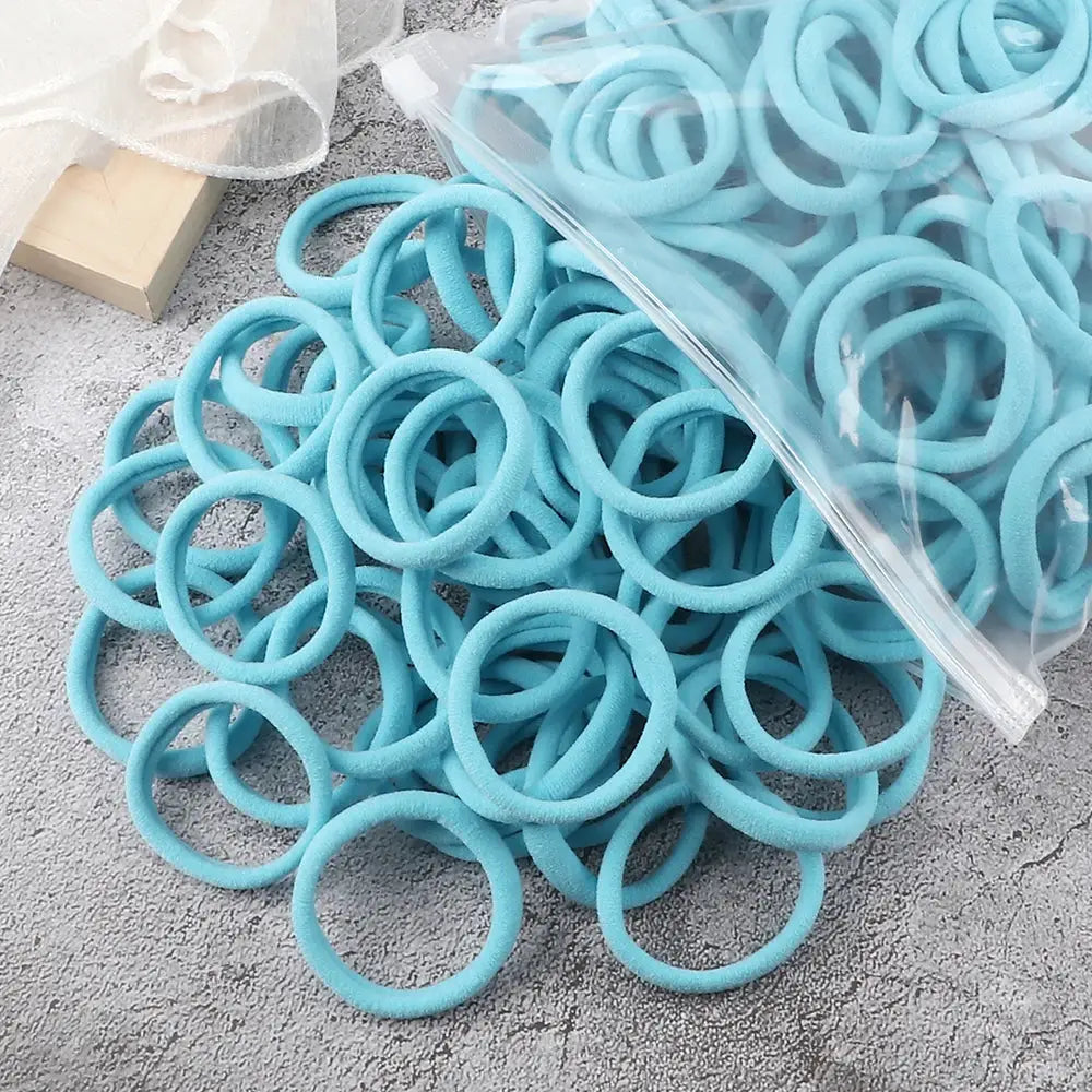 NovaHair 50 Pcs Mixed Colors Hair Bands 4 Cm Elastic Hair Ties Ponytail Holders Gentle Hold For Everyday Ponytails