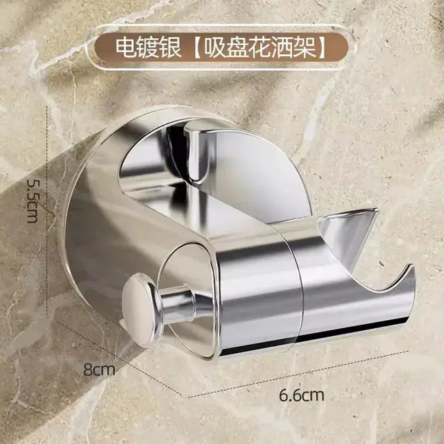 Shower head holder chrome finish, 360° adjustable, self-adhesive suction cup, Simples Market bathroom accessory