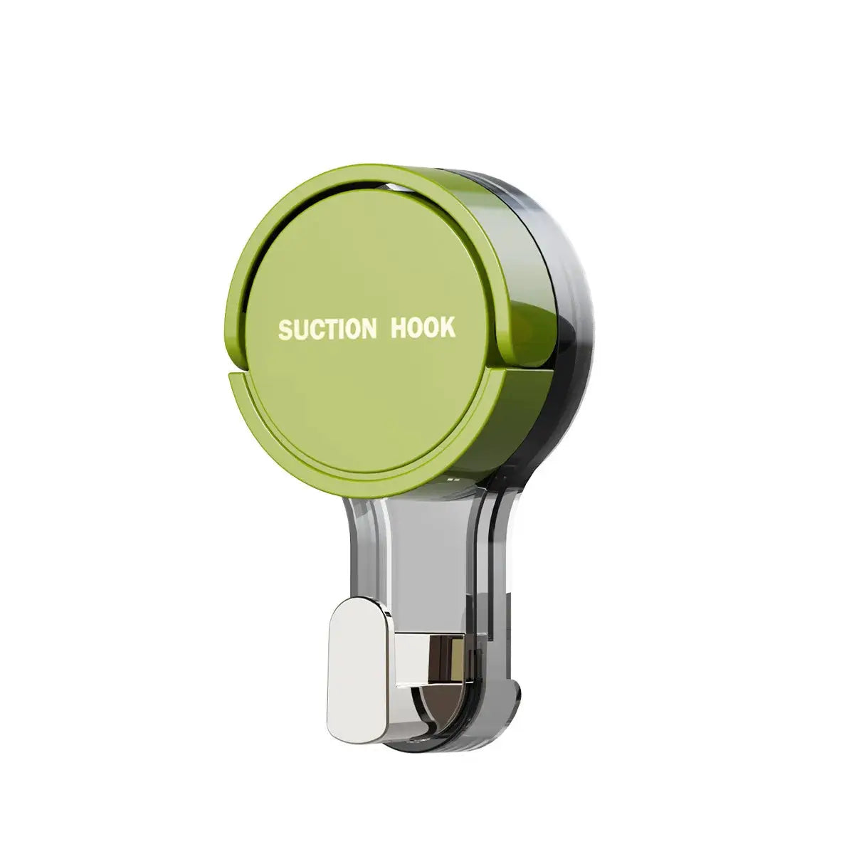 Simples Market strong vacuum suction hook in lime green with transparent housing for no-drill bathroom and kitchen use