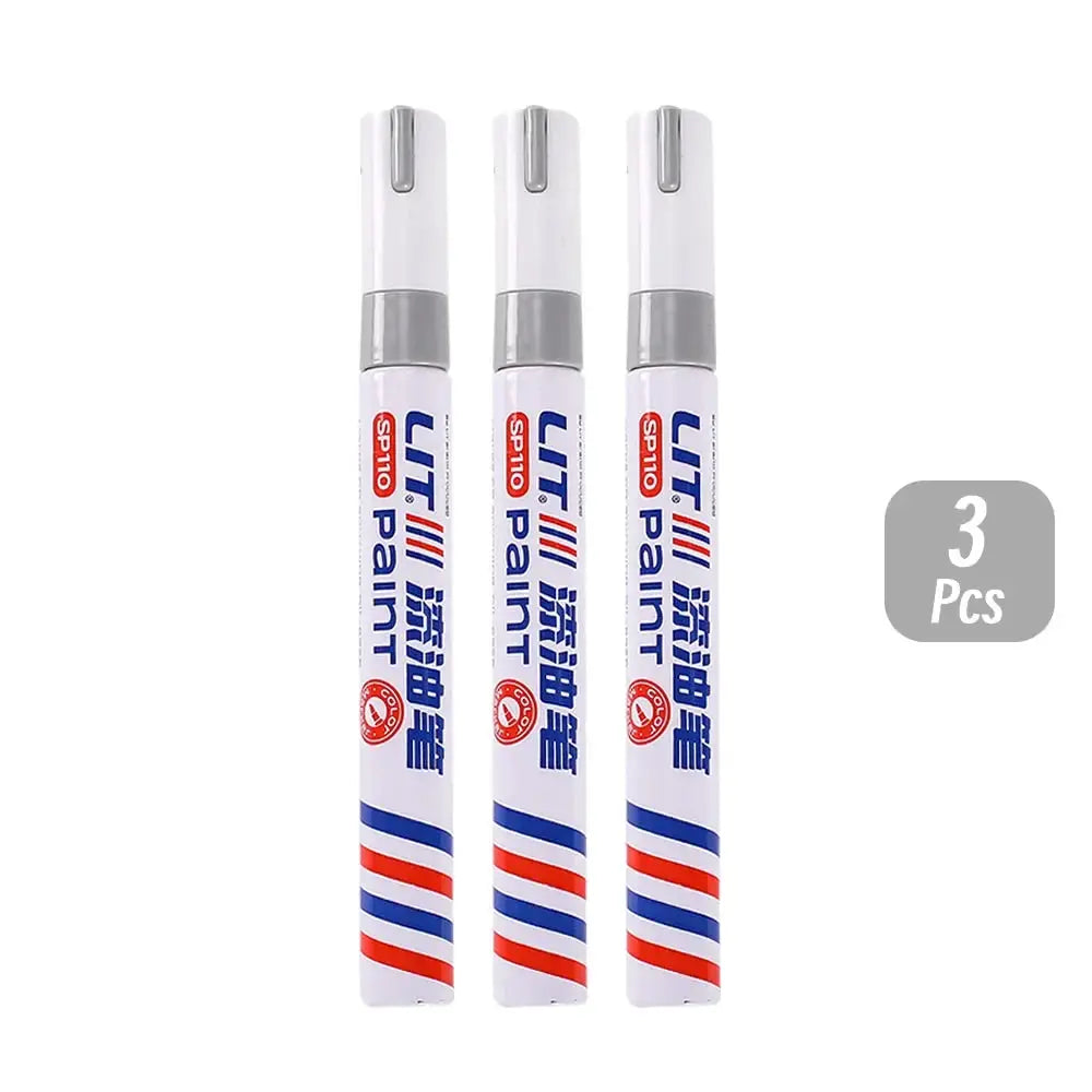 Paint marker pens, 3 pcs, 3mm tip, colorful permanent markers, waterproof for metal, rubber, and fabric