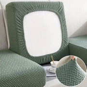 Green jacquard sofa seat cushion cover with thick woven pattern and removable design for sofas