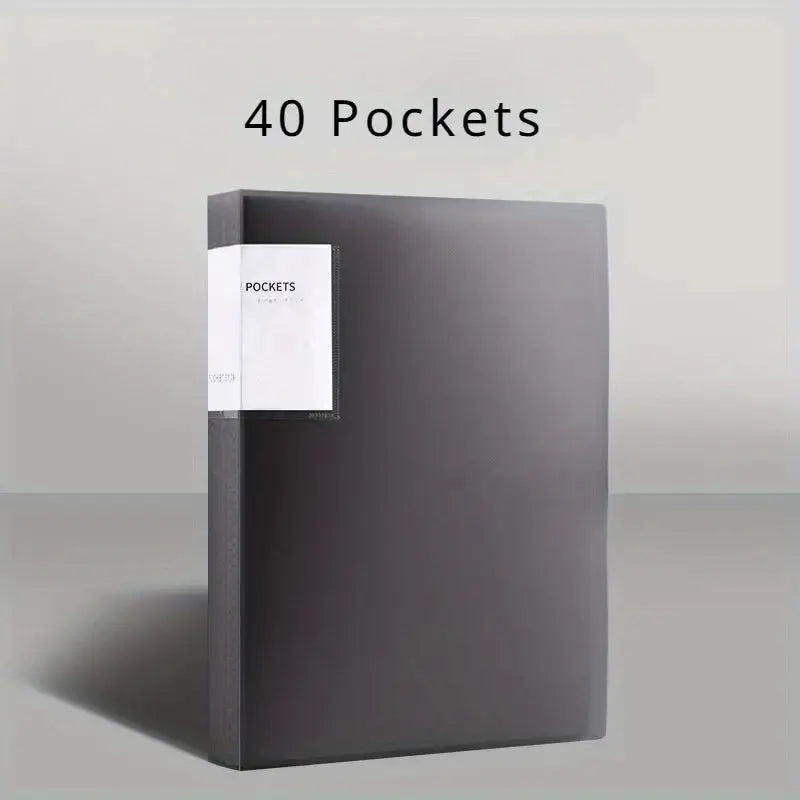 Data Book A4 transparent insert folder, dark grey multi-layer large-capacity office folder with 40 pockets