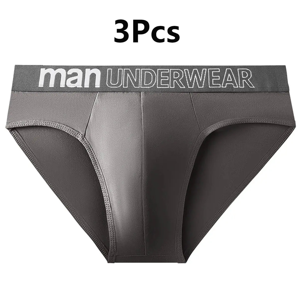Men's gray briefs, 3-pack with a wide elastic waistband