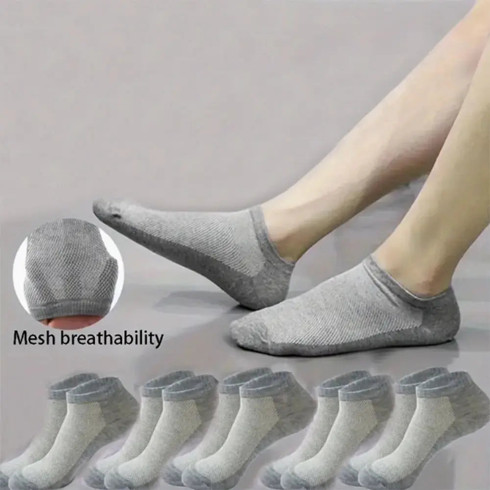 Unisex Summer Mesh Ankle Running Socks Black White Gray Breathable Thin Low Cut No Show For Women And Men