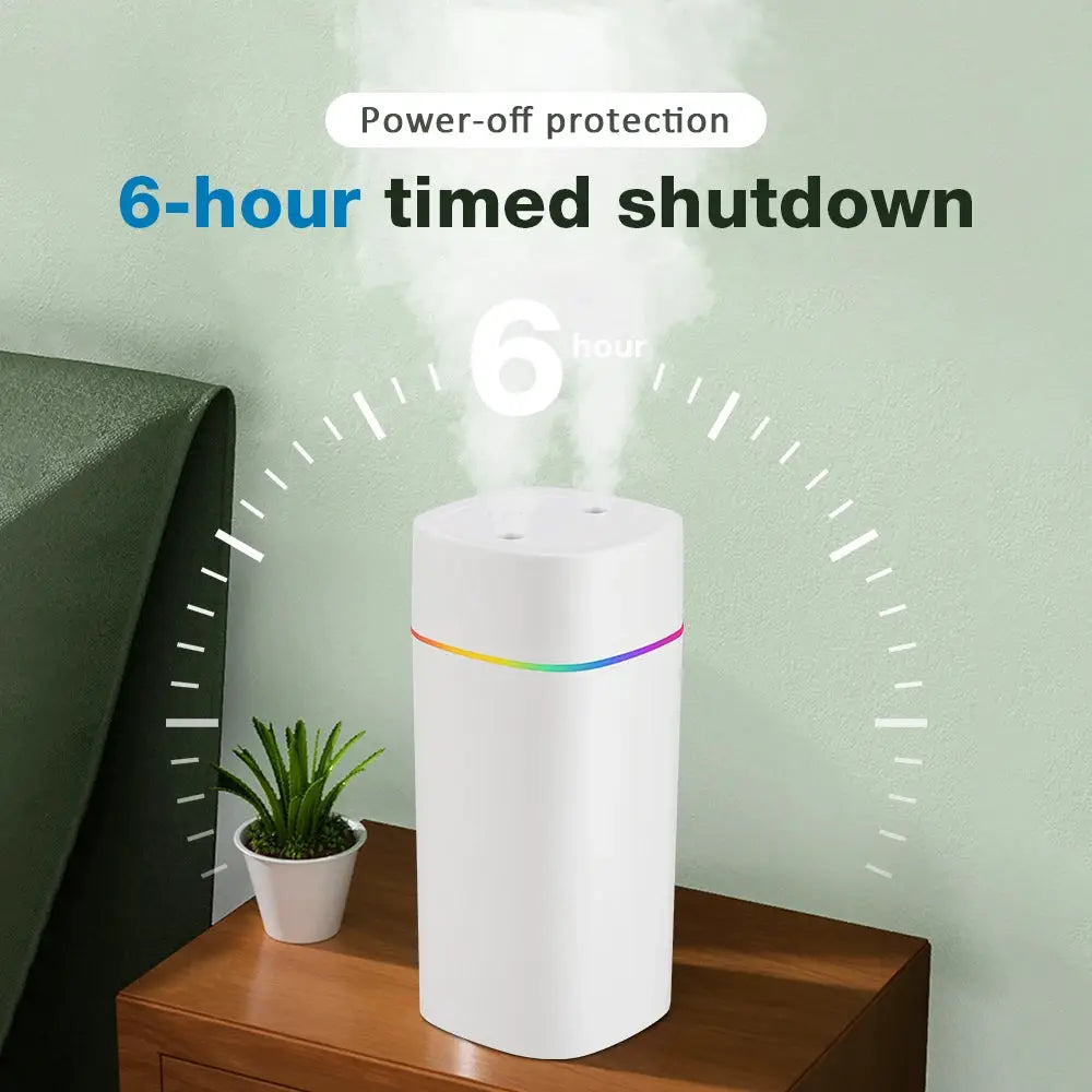 600ML Air Humidifier Double Spray Port Essential Oil Aromatherapy Diffuser Mute Atomizer Colorful Lights For Home Office Car