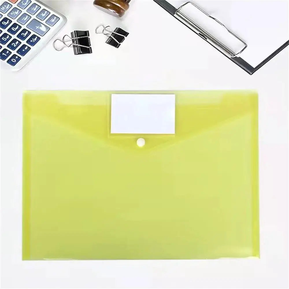 Simples Market A4 waterproof large-capacity transparent file folder with label window in lime yellow