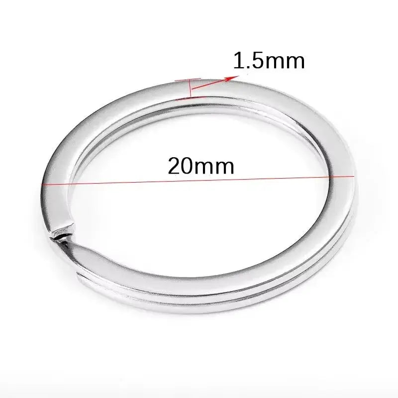 Round flat split ring, stainless steel, 20mm diameter, 1.5mm thick