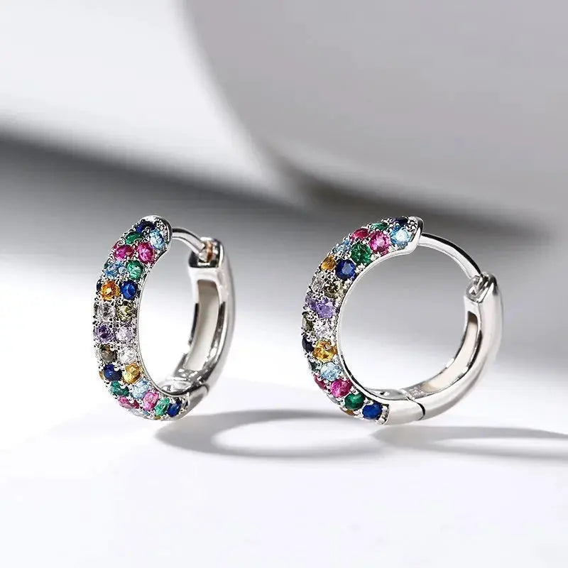 Crystal Lymphatic Drainage Earrings Colorful Crystal Round Hoop Earrings Magnetic Therapy Weight Loss Slimming Jewelry